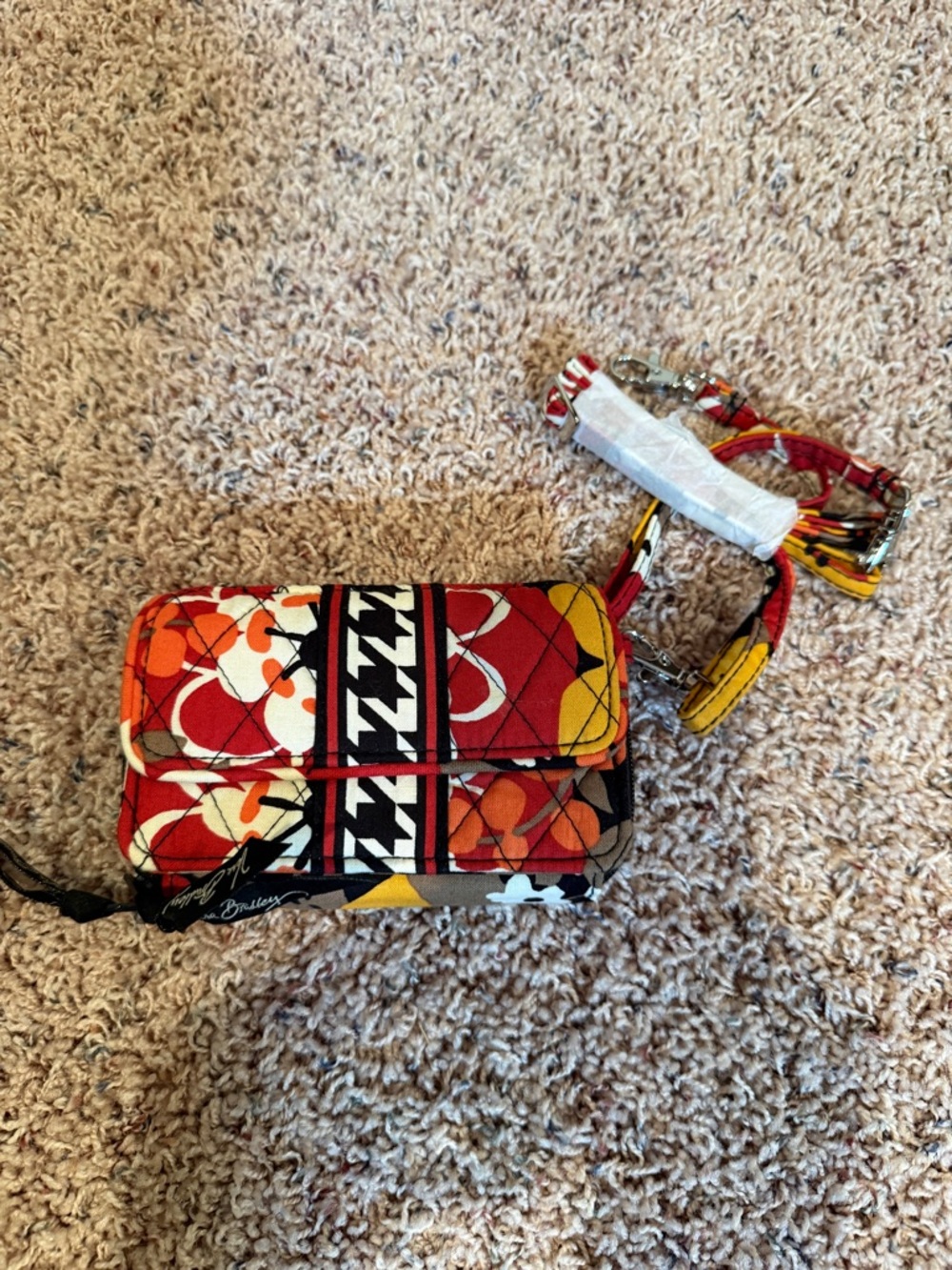 Signature Quilted Floral Crossbody Bag in Red and Yellow